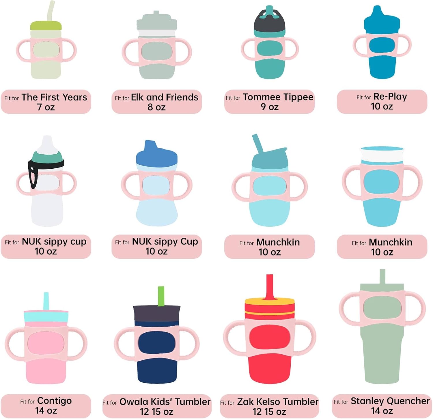 NiHome Silicone Dual-Handle Tumbler Grip - Fits 14oz Stanley & 12oz Zak Owala Cups | Perfect for Home & Travel