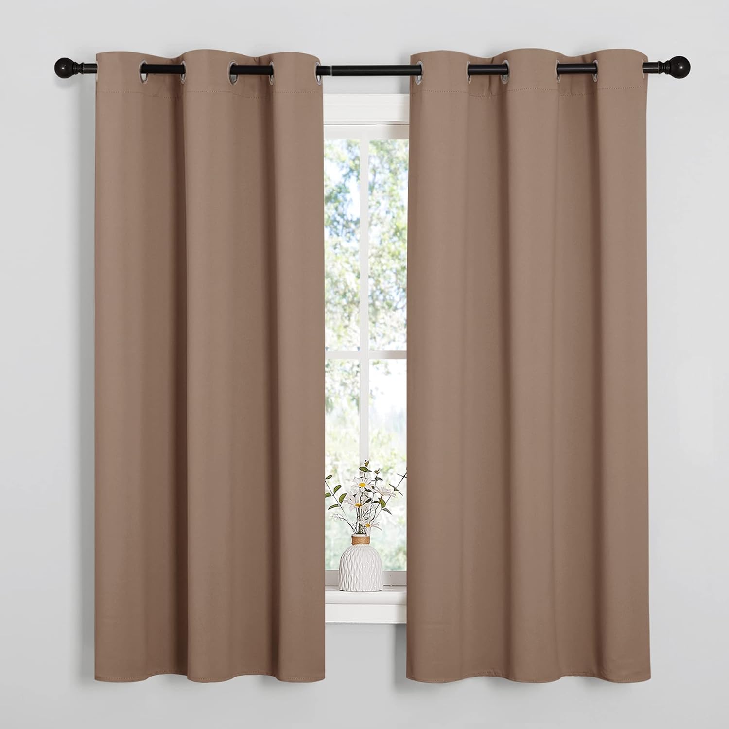 NICETOWN Blackout Curtains - Thermal Insulated Grommet Drapes for Bedroom | Set of 2 Panels, 42x63 Inch, Cappuccino