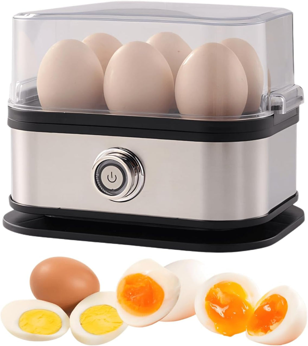 Rapid Egg Cooker - Electric Stainless Steel for 6 Eggs | Soft, Medium, Hard Boiled & Poached, BPA Free