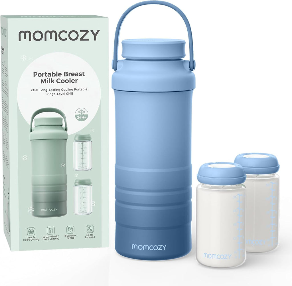 Momcozy 22oz Portable Breast Milk Cooler - 360° Cooling for 24 Hours | Includes 2 Baby Bottles
