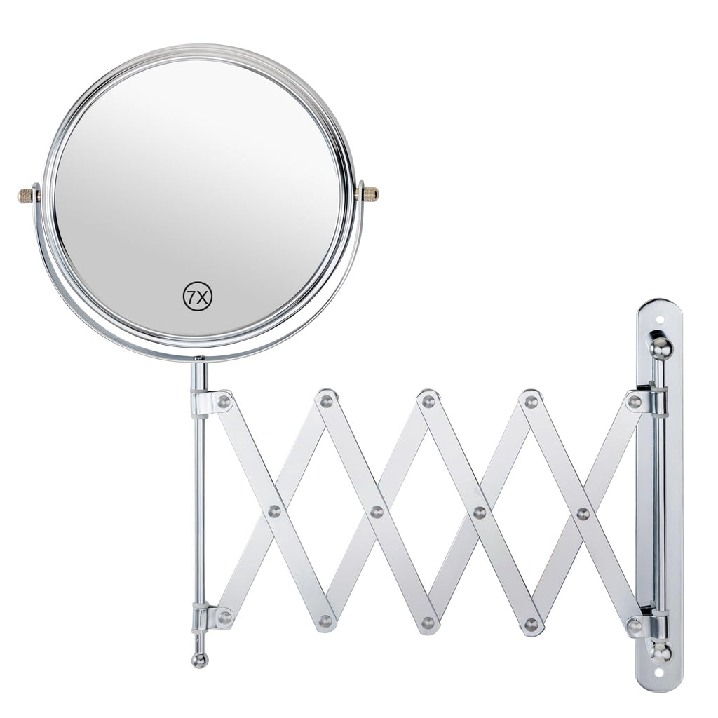 Welllink 8Inch XL Wall Mounted Bathroom Mirror, 1X/7X Magnification, High-Definition Glass, Chrome Finish, Space Saving Design