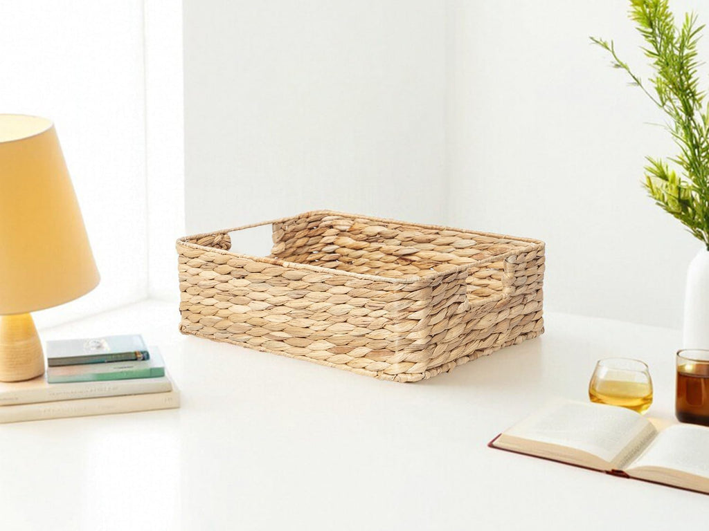 YAHUAN Water Hyacinth Storage Baskets - Stylish Organizing Solution for Drawers & Shelves | Square Design