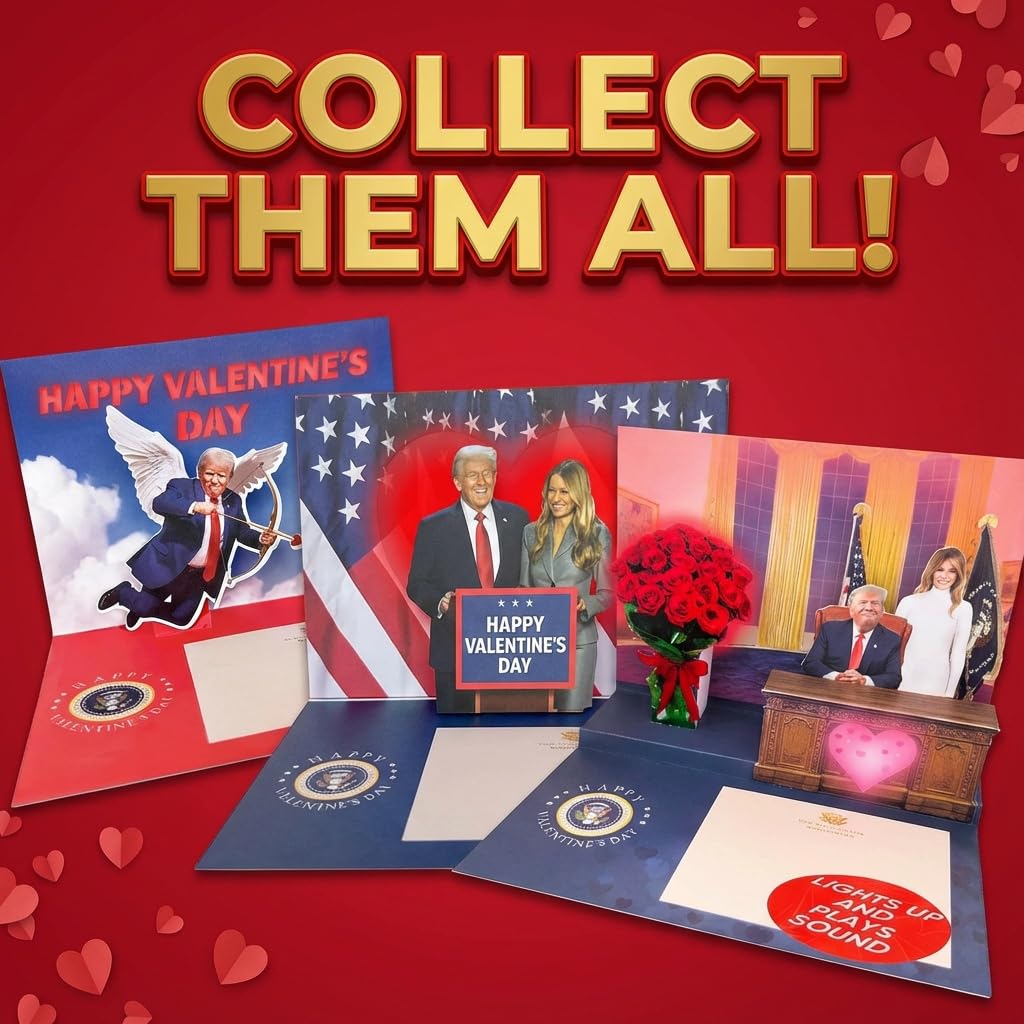 Trump Valentine’s Day Talking Pop Up Card with Light & Sound – Presidential Message with Donald Trump’s Real Voice, Funny Valentines Day Card for Him & Her, Gag Gift for Men & Women (Melania)
