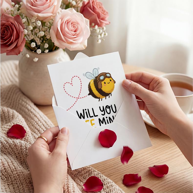 Funny Valentine's Day Card - Will You Bee Mine? 5.1" Square