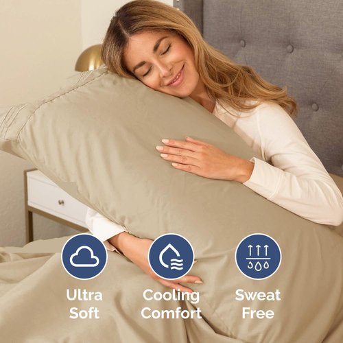 Full XL Bed Sheet Set by Hotel Luxury | 4-Piece Soft, Breathable & Cooling Bedding - Deep Pockets, Fade & Wrinkle Free - Beige