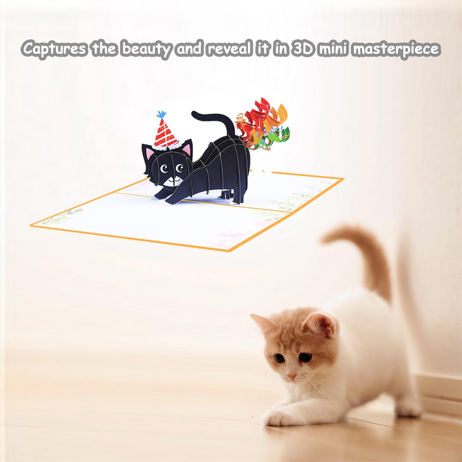 ROBBEAR Funny Cat Pop-Up Birthday Card - 3D Handmade Gift for Cat Lovers | Perfect for Adults & Kids