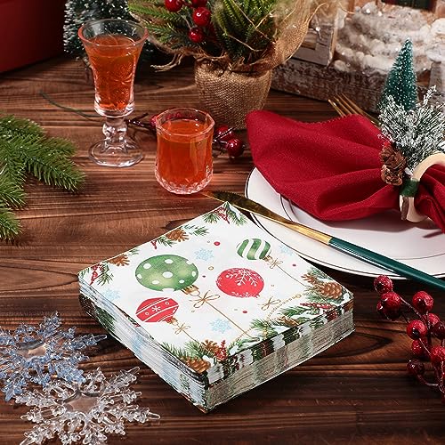 Christmas Pine Cone Disposable Cocktail Napkins - 200 Pieces