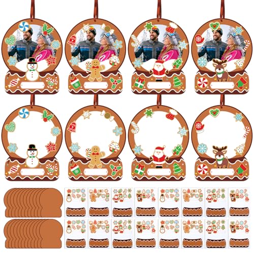 Christmas Picture Frame Craft Kit - 24 Snow Globe DIY Sets with Red and Green Variations