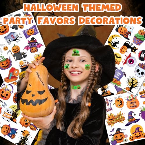 Glow in the Dark Halloween Temporary Tattoos for Kids Party Favors 50 Pcs