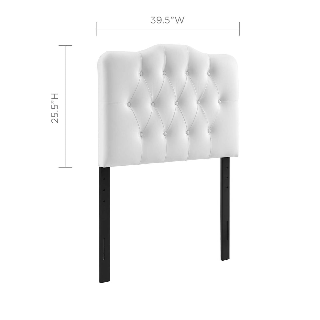 Modway Annabel Tufted Button Faux Leather Upholstered Twin Headboard in White