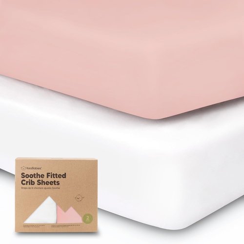 KeaBabies Organic Crib Sheets - 2-Pack Fitted Jersey Cotton for Boys & Girls | Soft & Breathable (Rose, 52x28)