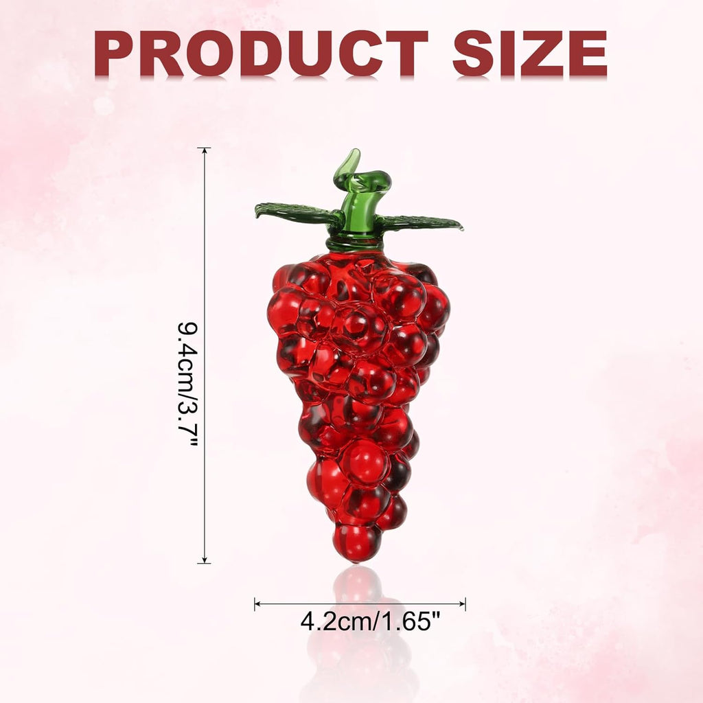 Uxcell Crystal Grape Figurine - 3.7" Red Artificial Fruit Statue | Elegant Glass Collectible Decor