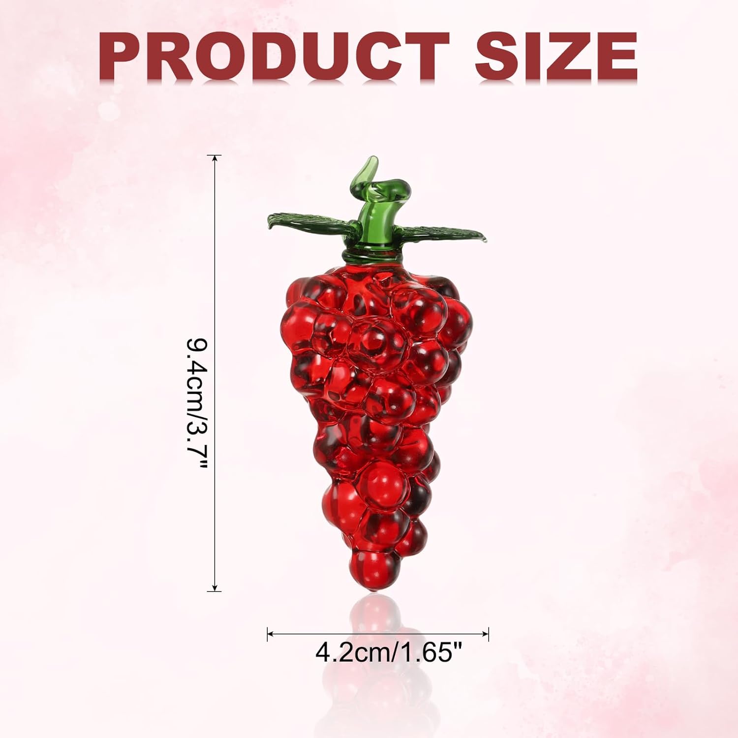 Uxcell Crystal Grape Figurine - 3.7" Red Artificial Fruit Statue | Elegant Glass Collectible Decor
