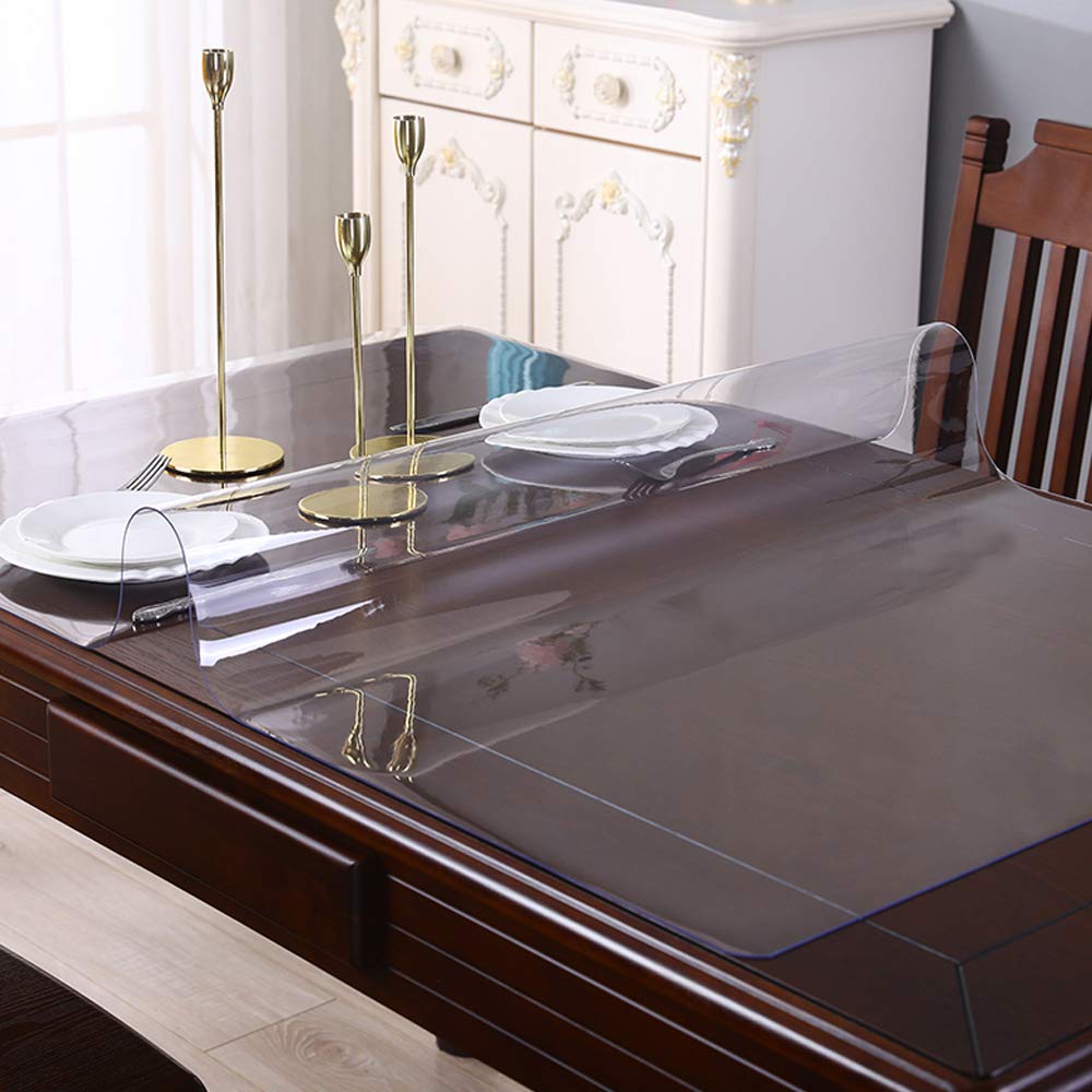 1.5 mmThick Easy Clean Non-Slip 42x86 in Clear Plastic Table Cover Protector Crystal PVC Desk Pad Mat Wooden Furniture Surface Protection Apply to Picnic Table Conference Table Waterproof Rectangular