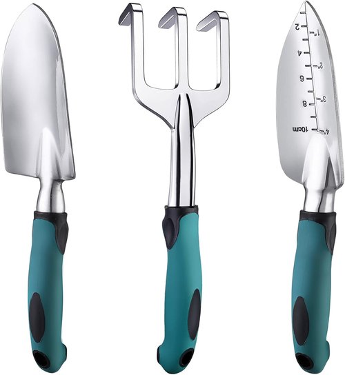 FANHAO Gardening Tools Set - 3 Piece Heavy Duty Cast Aluminum with Non-Slip Handles | Durable Garden Gifts for All