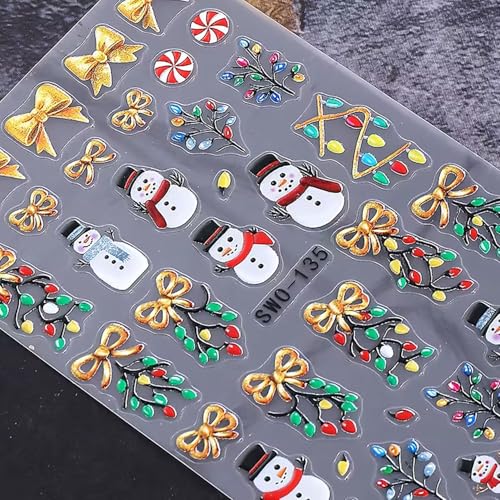 Christmas Nail Stickers 4 Sheets Self-Adhesive Winter Decals