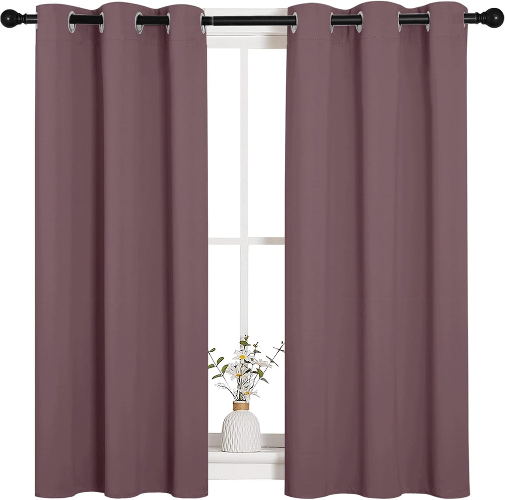 NICETOWN Blackout Curtain Panels - Thermal Insulated Draperies in Dry Rose | 34 x 45 Inches, 1 Pair