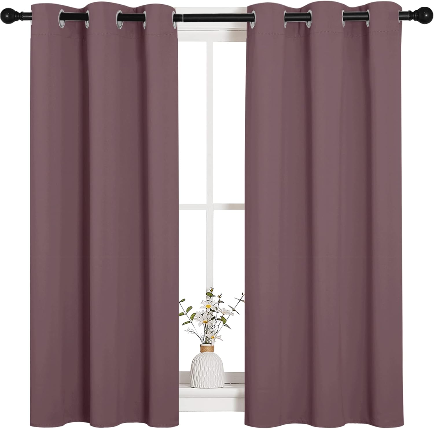 NICETOWN Blackout Curtain Panels - Thermal Insulated Draperies in Dry Rose | 34 x 45 Inches, 1 Pair