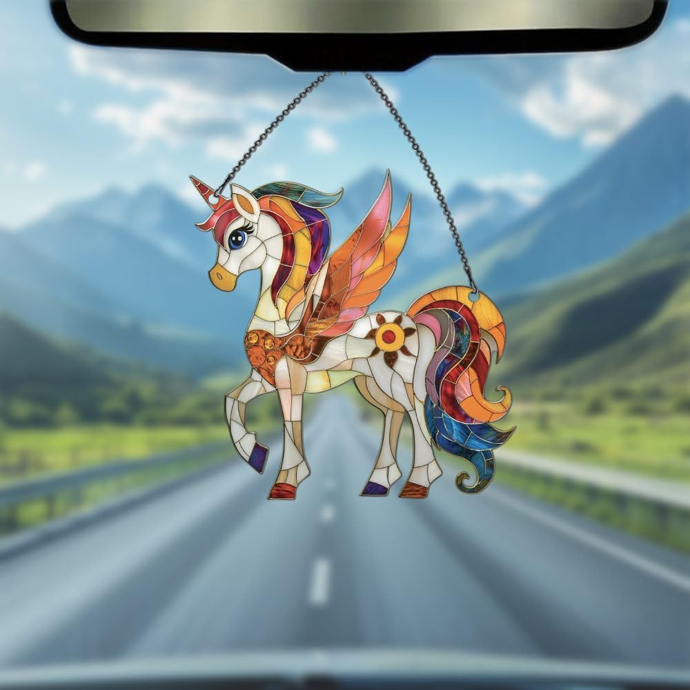Skiennix Unicorn Ornaments - Enchanting Window Decor for Unicorn Lovers | Acrylic Christmas Hanging Decoration