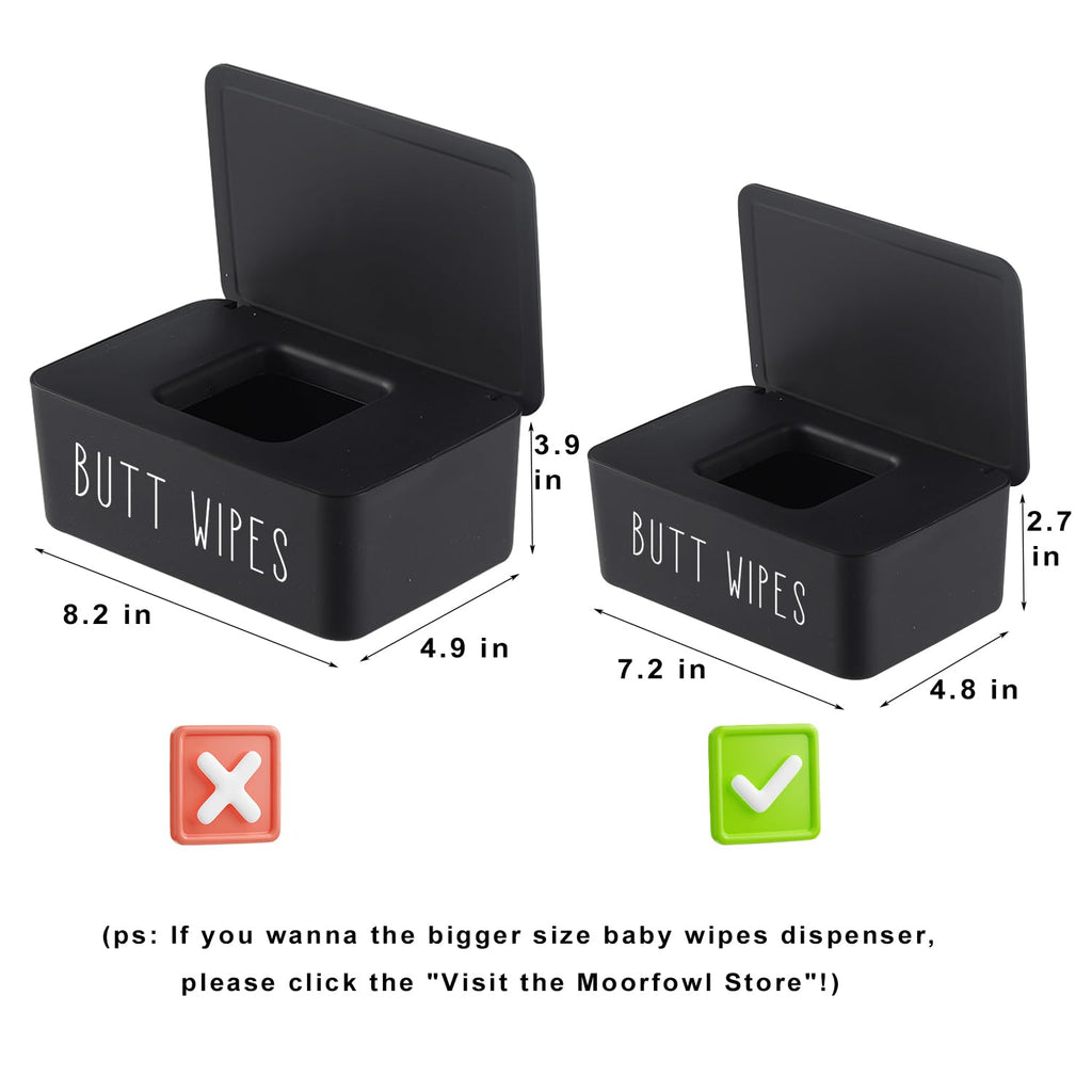 Moorfowl Butt Wipes Dispenser - Flushable Baby Wipes Holder | 7.28" L x 4.80" W x 2.75" H, Black