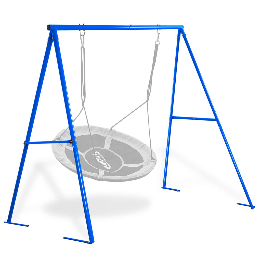 440lbs Heavy Duty A Frame Swing Stand, 71" Height Full Metal Frame, Anti-Rust and All Weather Resistant, Suit Saucer and Chair for Kids in Backyard, Outdoor (Blue Frame Without Swing)