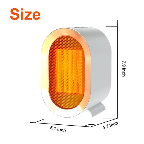 TRAVEANT Small Space Heater, Mini Desk Heater PTC Ceramic 1200W High Output Fan for Bedroom, Office Desk, Indoor Use (Pearly White)