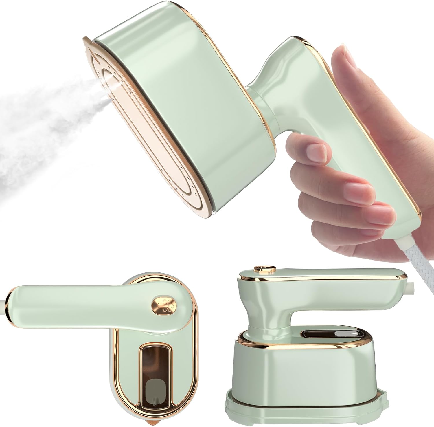 Skiennix Travel Steamer - Mini Portable Iron for Clothes | Compact Design for Home & Travel (Mint Green)