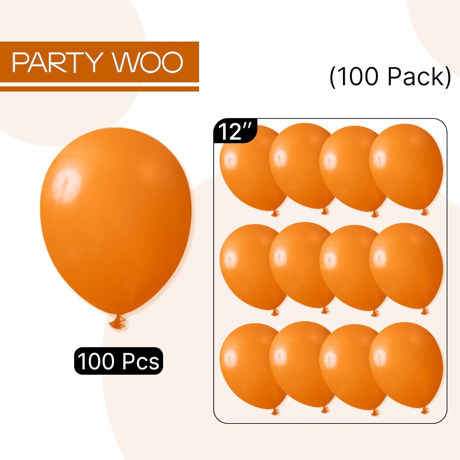 PartyWoo Burnt Orange Balloons - 100pcs 12 Inch Terracotta Rust Fall Decor for Weddings & Events