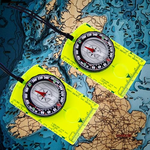 2 Pieces Orienteering Compass, Superior Hiking Survival Compass for Kids, Hiking Backpacking Compass Scouts Navigation Compass Waterproof Map Reading Compass for Outdoor Camping, ?Green