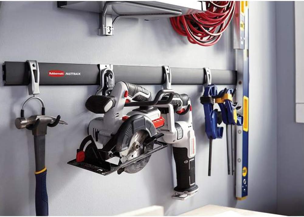 Rubbermaid Heavy-Duty Steel Horizontal Wall Mounted Storage Rail - 48 Inch | 4 Pack for Home/Garage