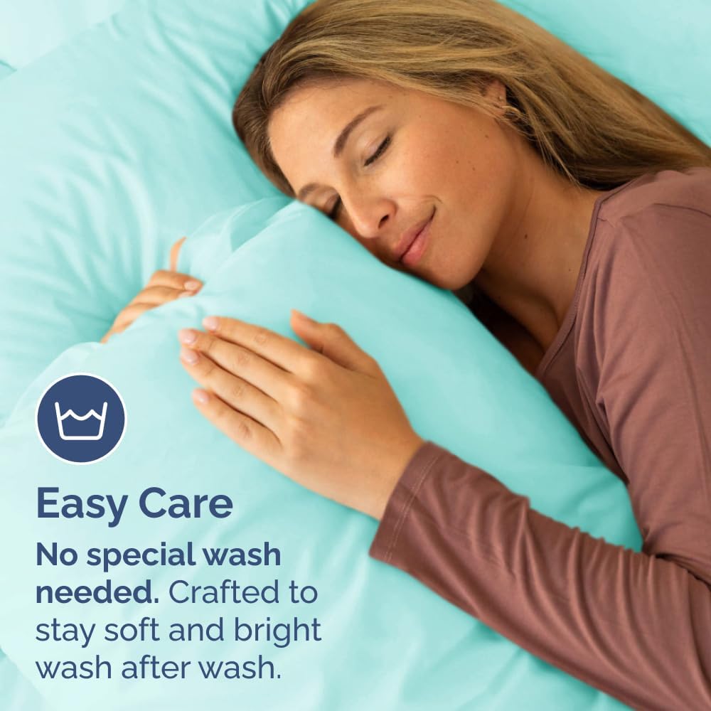 Skiennix Queen Pillow Cases Set of 2 - Ultra Soft Hotel Quality - Wrinkle Free & Fade Resistant - Spa Blue
