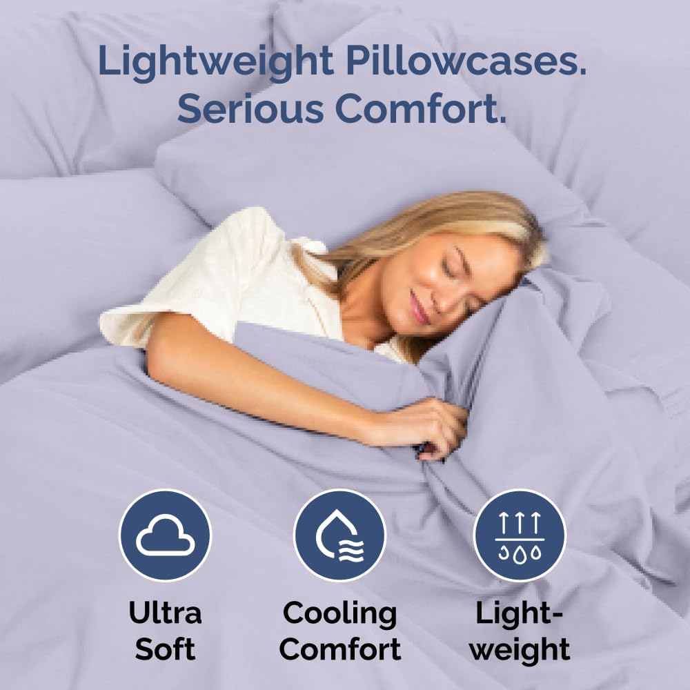 Skiennix Body Pillowcases Set of 4 | Soft & Breathable 20x54 Long Pillow Covers - Fade-Free & Machine Washable (Light Lavender)