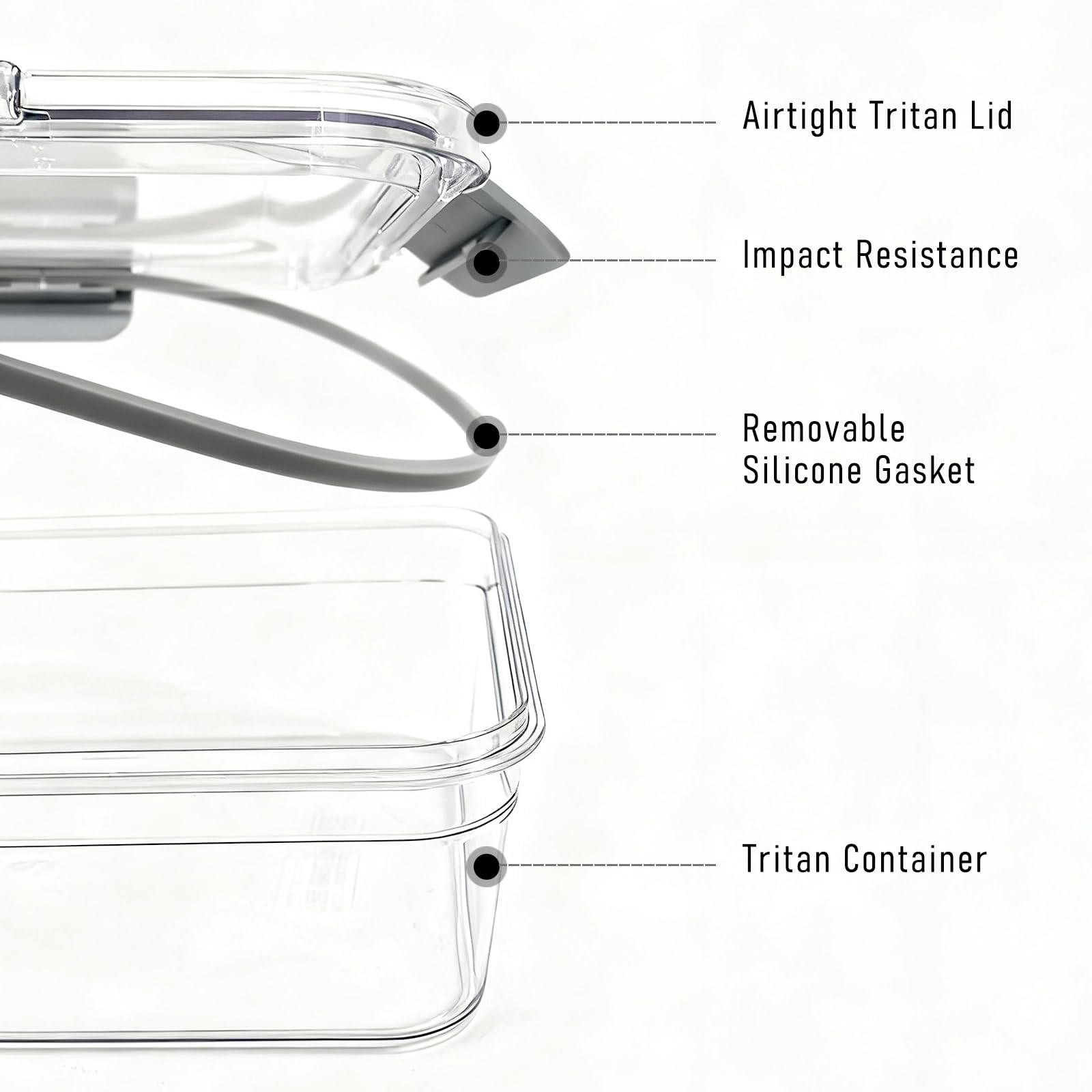 HOME BREEZE 2.8L Tritan Plastic Food Storage Containers, Airtight Tritan Plastic Locking for Fridge Freezer, Meal Prep, Deli Meat, Snacks, 8 Containers with Lids, 16 pieces, Extra Large, Clear