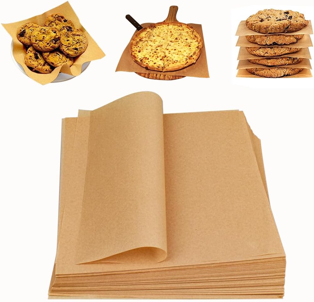 Skiennix Parchment Paper Baking Sheets - 100 Pcs Non-Stick Precut 9x9 Inches for Baking & Grilling