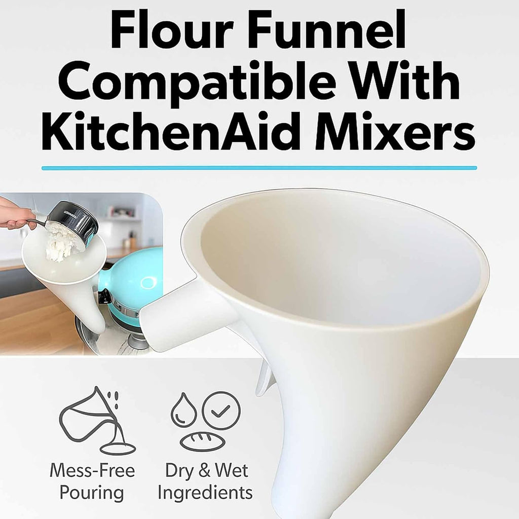 **KitchenAid Flour Funnel - Durable Pouring Chute for Tilt-Head Mixers (4.5–5 Qt) | Dishwasher-Safe Baking Tool**