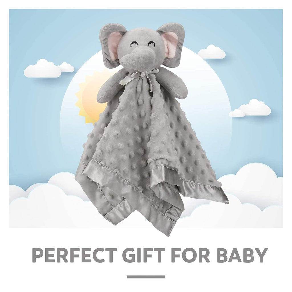 Pro Goleem Security Blanket - Elephant & Bear Design, Soft & Cozy 16-Inch Size