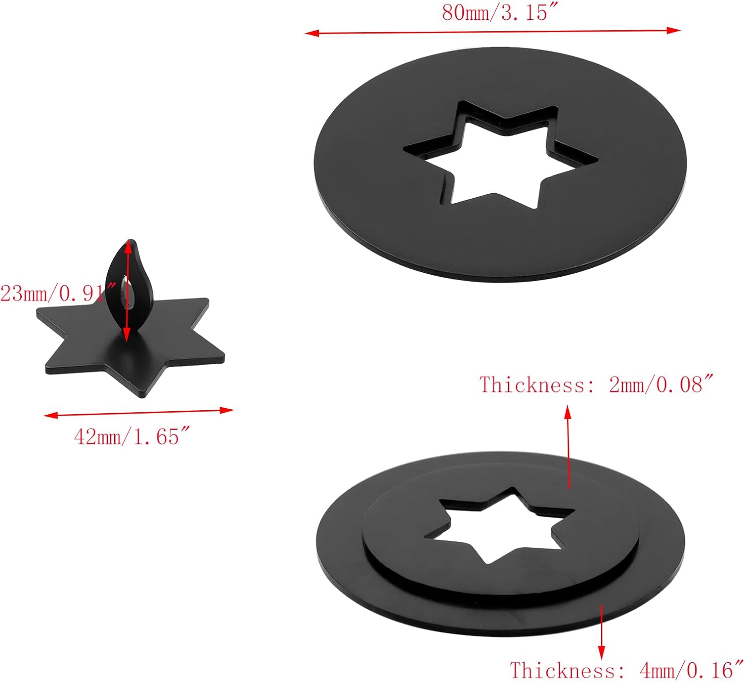 Skiennix Black Candle Jar Topper - Stainless Steel Star Covers | 3.15" Round Scented Lid for Spa & Meditation