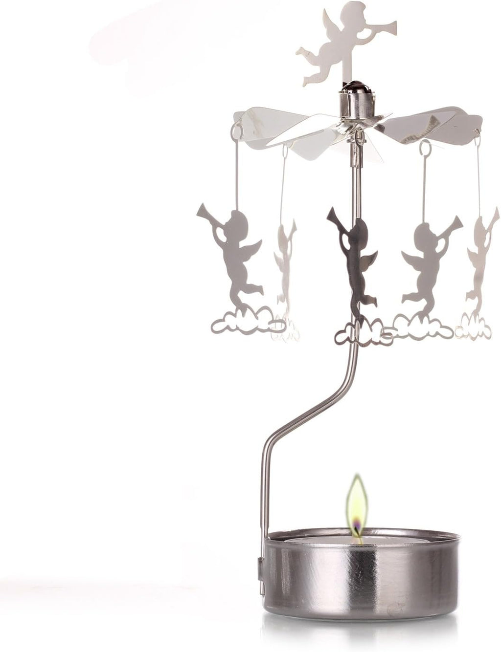 Skiennix Rotary Candle Holder - Elegant Spinning Metal Design | Perfect Small Gift (Angel)