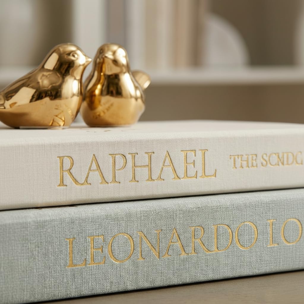 Upgraded Decorative Books for Home Decor - Coffee Table Faux Books for Decoration, Linen Fake Book Storage Box for Entryway, Bookshelf, Modern, Boho, Farmhouse & Neutral Aesthetic Decor, Set of 2