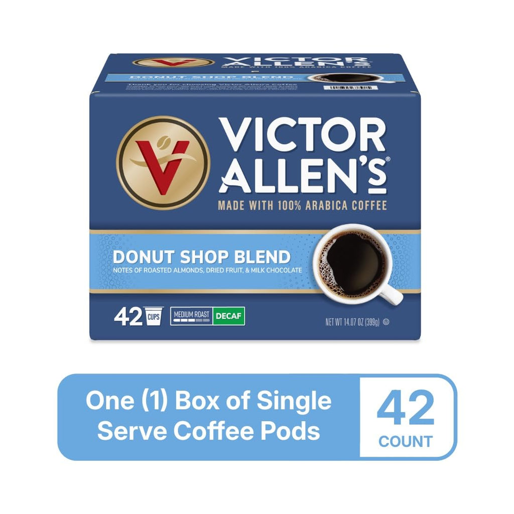Victor Allen's Coffee Decaf Donut Shop Blend - Medium Roast Single Serve Pods | 42 Count for Keurig K-Cup