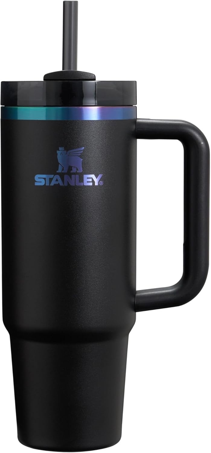 Stanley Quencher H2.0 Tumbler - 30 oz Insulated Stainless Steel Cup with Handle & Straw | Black Chroma