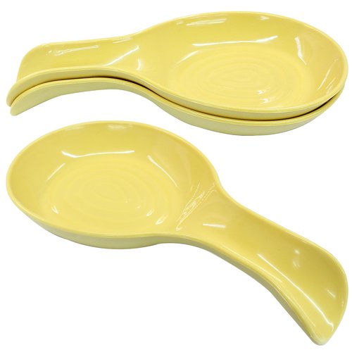 Cionyce Yellow Plastic Spoon Rest Set, Serving Spoon holder for Stove Top, Kitchen Utensil Rack for Tongs, Spatulas(4Pcs)