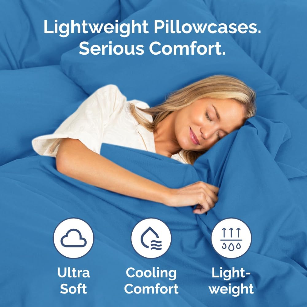 Skiennix Standard Pillow Cases Set of 4 - Ultra Soft Hotel Quality Covers - Machine Washable Royal Blue