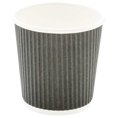 Restaurantware 4 Ounce Ripple Wall Disposable Coffee Cups, 500 Insulated Gray Paper Tumblers with Rolled Rim Design, Lids Sold Separately for Hot Drinks like Tea, Hot Chocolate and More
