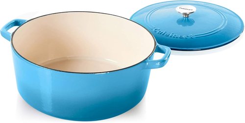 Cuisinart Enameled Cast Iron Round Casserole - 7-Quart in Blue Gradient for Versatile Cooking