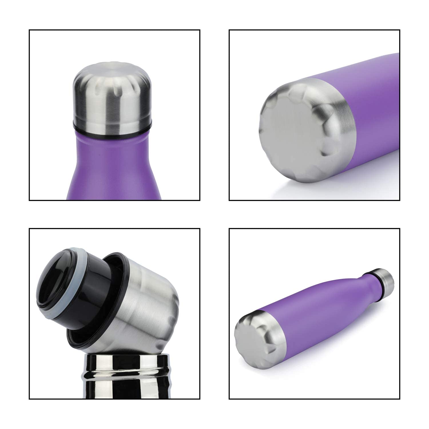MEWAY 17oz Sport Water Bottle 12 Pack Vacuum Insulated Stainless Steel Leak-Proof Double Wall Cola Shape Water Bottle,Keep Drinks Hot & Cold (Purple,12 Pack)