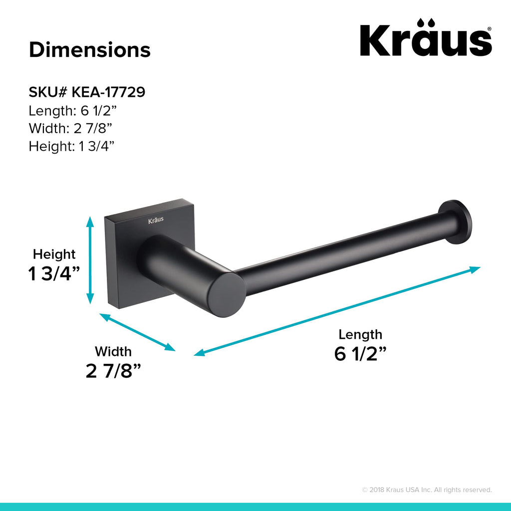 KRAUS Ventus Bathroom Toilet Paper Holder, Matte Black Finish, KEA-17729MB