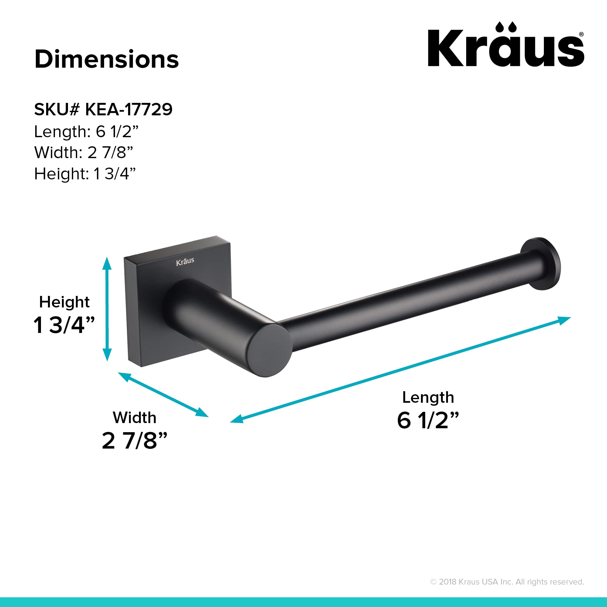 KRAUS Ventus Bathroom Toilet Paper Holder, Matte Black Finish, KEA-17729MB