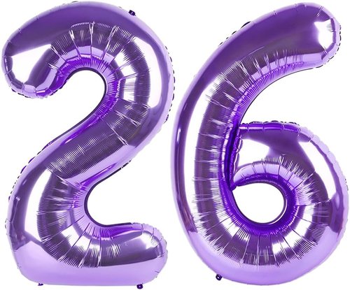 Happy 26th Birthday Balloon - Purple Foil Number 26 | 40-Inch Large Balloon for Celebrations