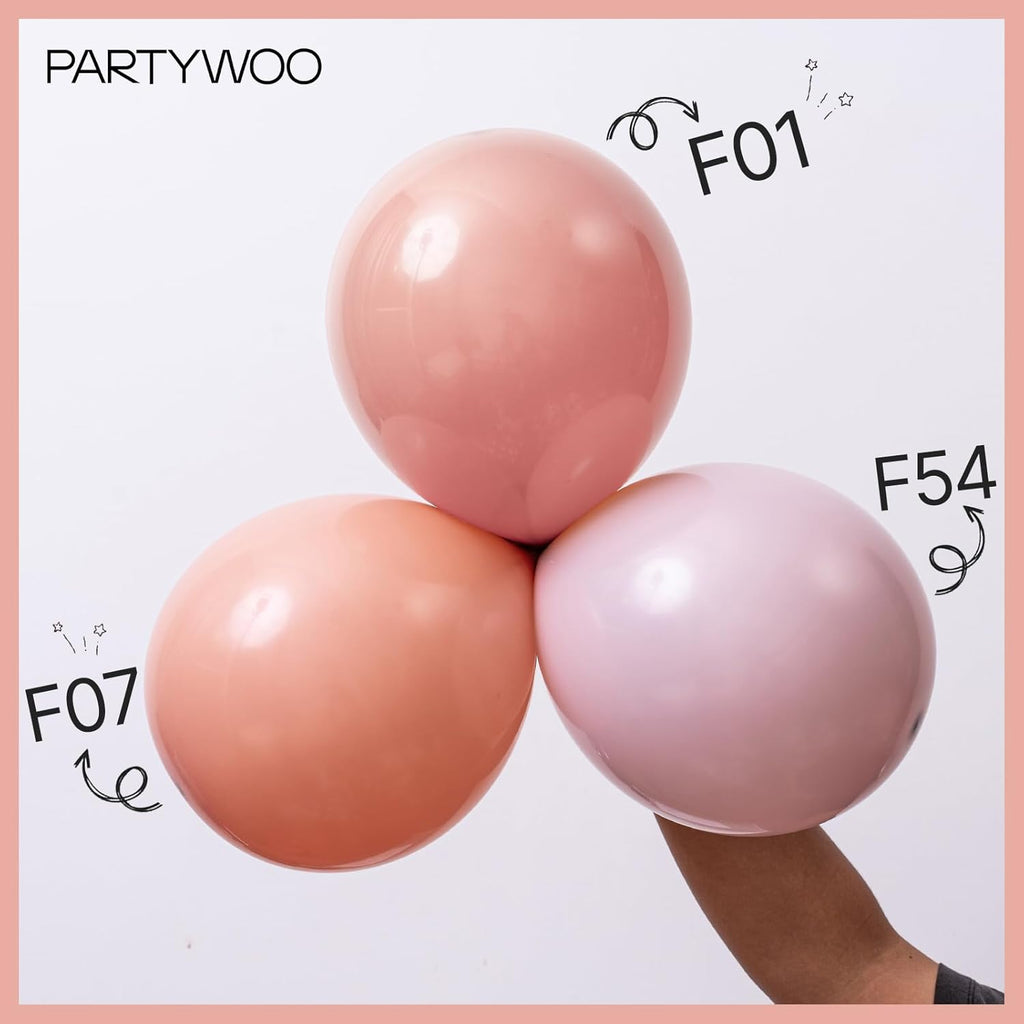 PartyWoo Dusty Pink Balloons - 140-Piece Blush Pink Balloon Arch Kit for Baby Showers & Birthdays | Various Sizes